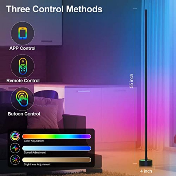 Miortior Corner Floor Lamp - Smart RGB LED Corner Lamp with App an...