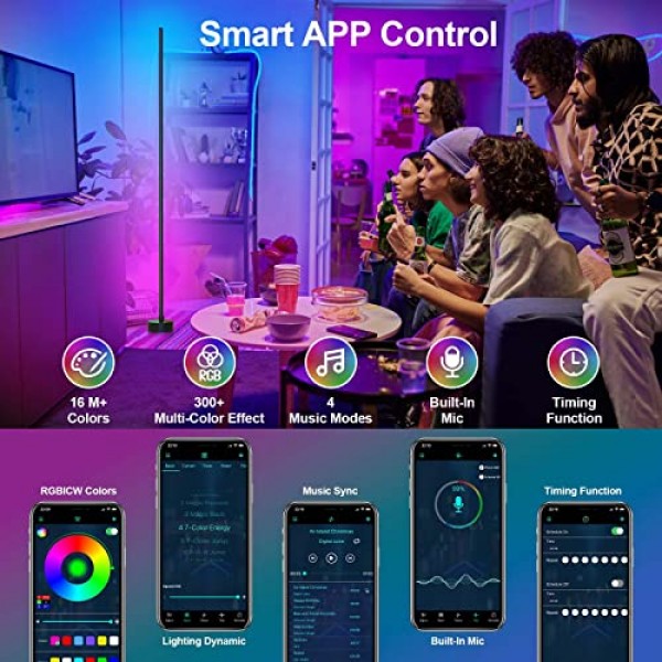 Miortior Corner Floor Lamp - Smart RGB LED Corner Lamp with App an...