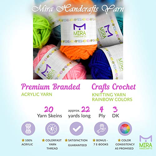 20 Acrylic Yarn Skeins - 438 Yards Multicolored Yarn in Total - Gr...