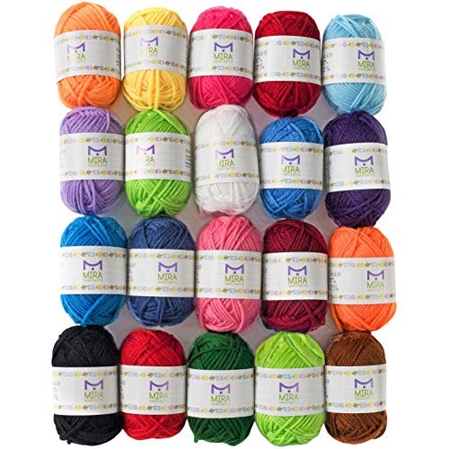 20 Acrylic Yarn Skeins - 438 Yards Multicolored Yarn in Total - Gr...