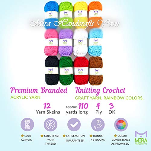 Mira Handcrafts Acrylic 1.76 Ounce50g Each Large Yarn Skeins - 1...