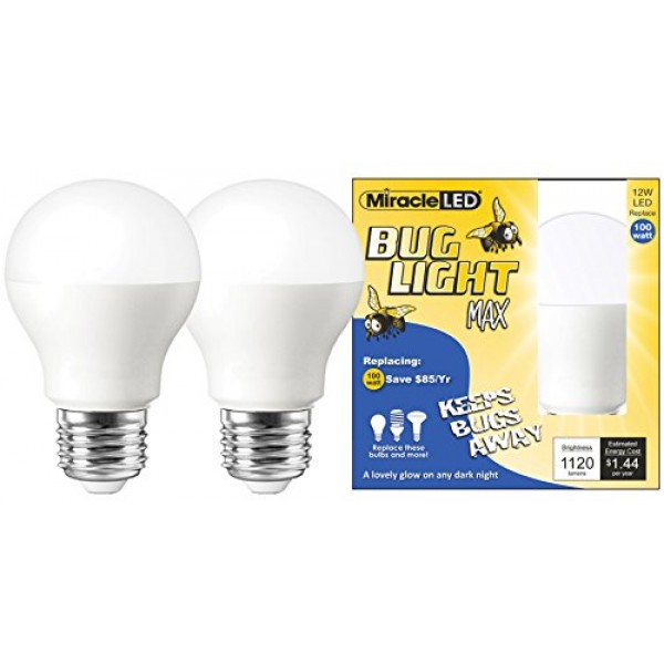 Miracle LED Yellow Bug Light MAX - Replaces 100W - A19 Outdoor Bul...