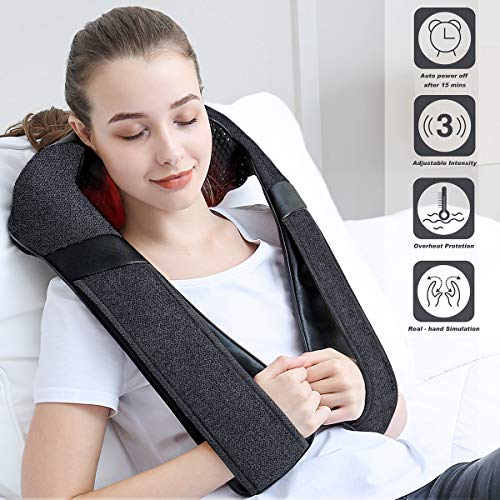 Shiatsu Electric Massager with Heat, Kneading Massage Pillow for N...