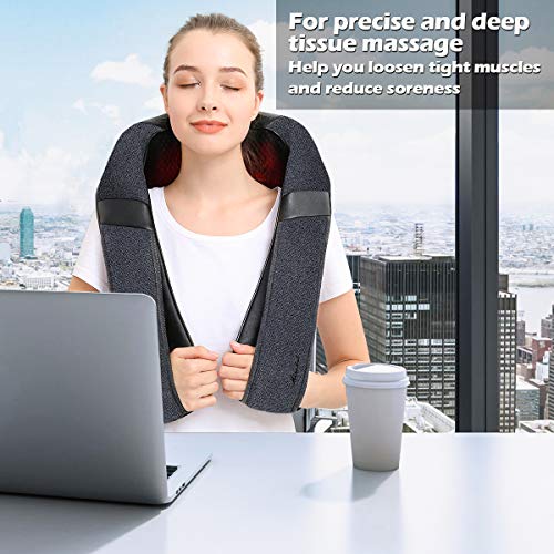 Shiatsu Electric Massager with Heat, Kneading Massage Pillow for N...