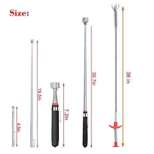 3 Pack Pick-up Tool Set - Extendable Magnetic Pick Up Tools and Fl...