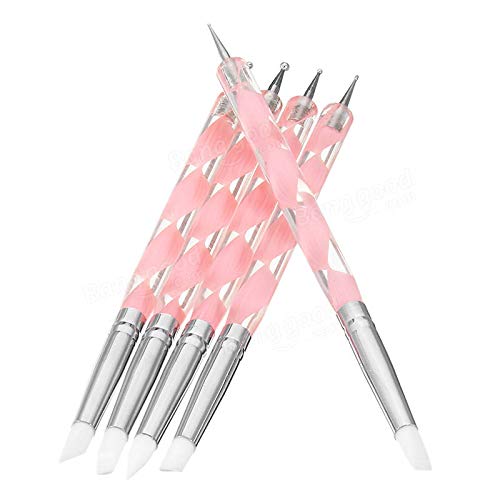 5 X 2 Way Styluses Dotting Tools Silicone Color Shaper Brushes Pen...