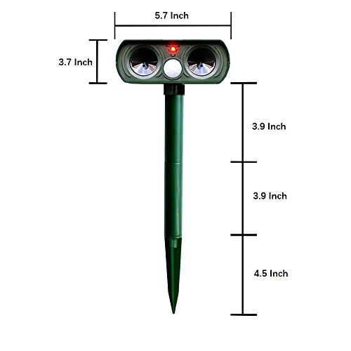 Ultrasonic Animal & Pest Repellent,Solar Powered,IPX4 Waterproof,L...