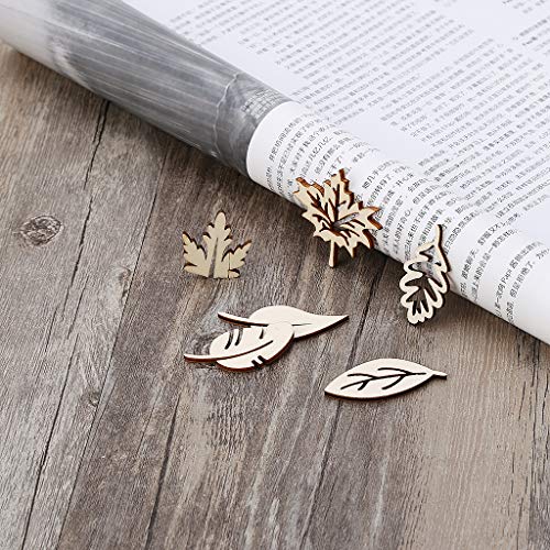 Misright 50pcs Laser Cut Wood Embellishment Wooden Leaves Shape Cr...