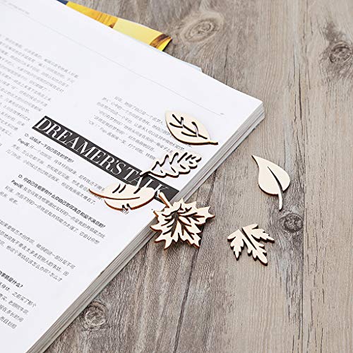 Misright 50pcs Laser Cut Wood Embellishment Wooden Leaves Shape Cr...