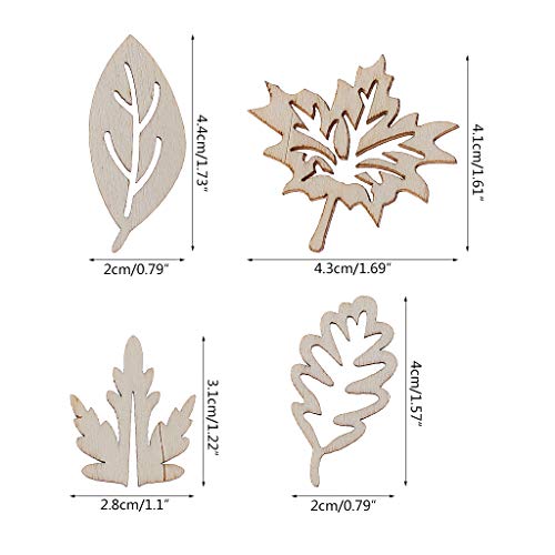 Misright 50pcs Laser Cut Wood Embellishment Wooden Leaves Shape Cr...