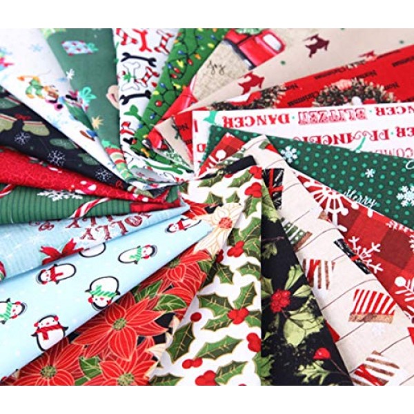 10 Pieces Christmas Cotton Fabric Bundles Sewing Square Patchwork ...
