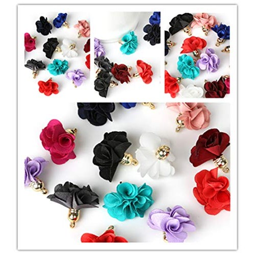20pcs Chiffon Flower Fabric Petal Tassel for Earring Necklace Jewe...