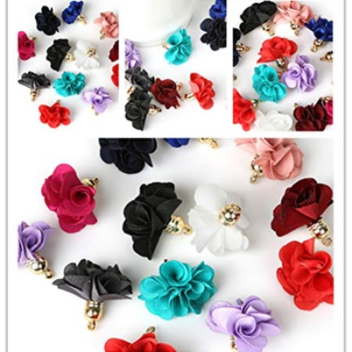 20pcs Chiffon Flower Fabric Petal Tassel for Earring Necklace Jewe...