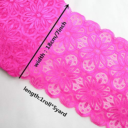 5 Yards Width 7 Inch Vintage Oval Pattern Stretch Lace Trim Fabric...