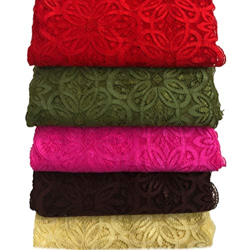 5 Yards Width 7 Inch Vintage Oval Pattern Stretch Lace Trim Fabric...