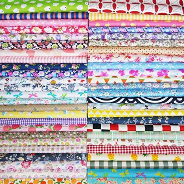 Misscrafts 50 PCS 10 x 10 inches Cotton Fabric Squares Precut Quil...