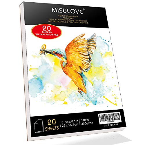 MISULOVE 6.1X8.7 Watercolor Paper Pad, Cold-Pressed, Acid-Free, I...
