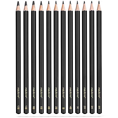 MISULOVE Professional Drawing Sketching Pencil Set - 12 Pieces Art...
