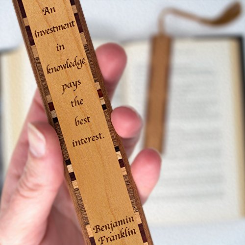 Benjamin Franklin Investment in Knowledge Quote Engraved Wooden Bo...