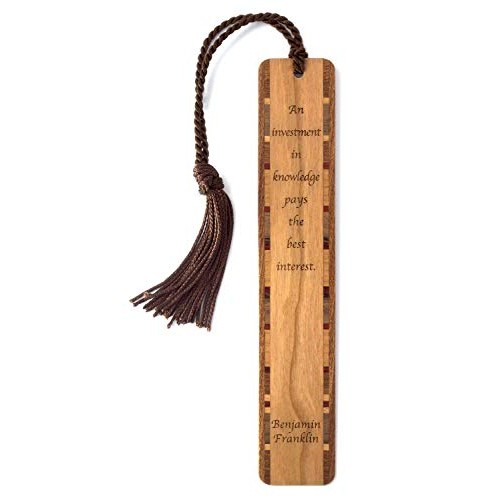 Benjamin Franklin Investment in Knowledge Quote Engraved Wooden Bo...