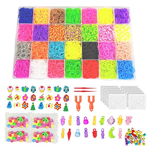 10790+ Rainbow Rubber Bands Refill Kit, 10,080+ Loom Bands, 500 S-...
