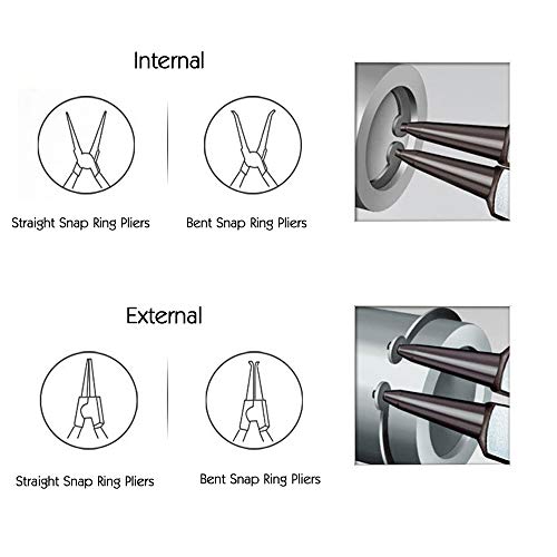 4 Pcs Mini Snap Ring Pliers Set Heavy Duty External/Internal Circl...