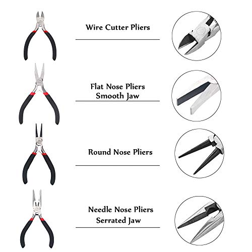 4 PCS Pliers Set Including Needle Nose Pliers Round Nose Pliers Wi...
