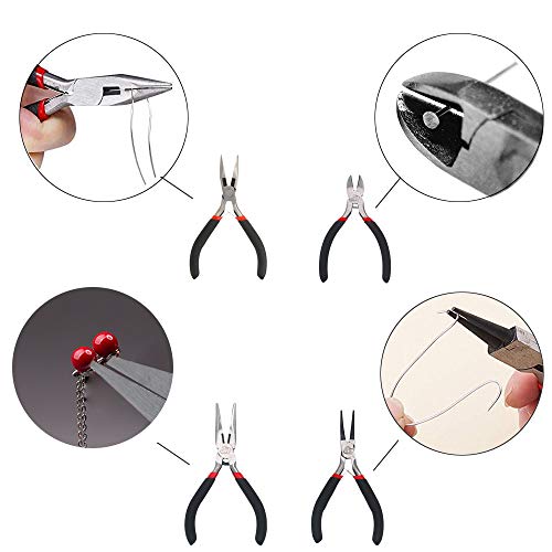 4 PCS Pliers Set Including Needle Nose Pliers Round Nose Pliers Wi...