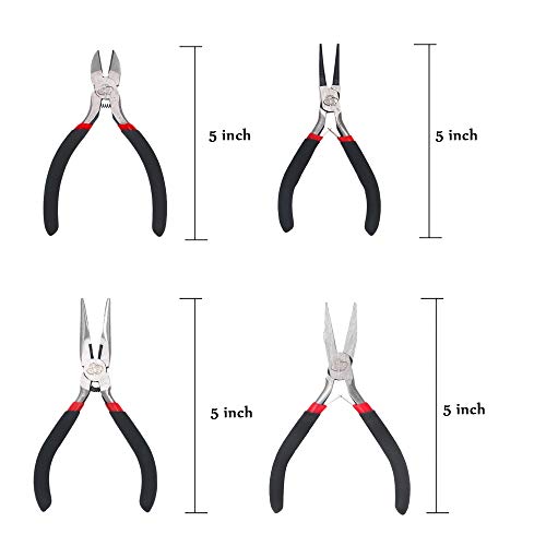 4 PCS Pliers Set Including Needle Nose Pliers Round Nose Pliers Wi...