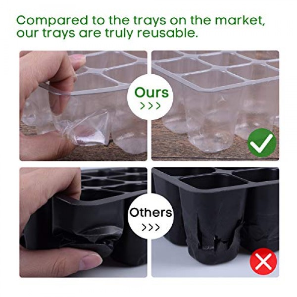MIXC Seedling Starter Trays 60 Cells Transparent Seed Tray Grow Ge...