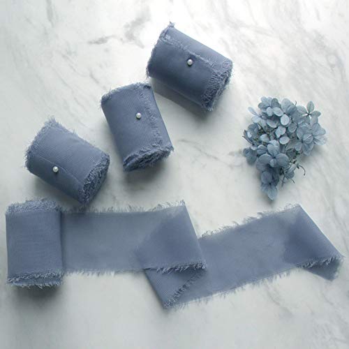 Mixsuperstore Dusty Blue Chiffon Ribbon Fringe Sample Color Swatch...