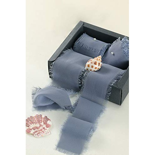 Mixsuperstore Dusty Blue Chiffon Ribbon Fringe Sample Color Swatch...