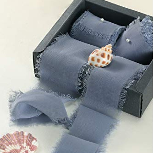 Mixsuperstore Dusty Blue Chiffon Ribbon Fringe Sample Color Swatch...