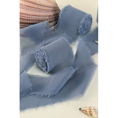 Mixsuperstore Dusty Blue Chiffon Ribbon Fringe Sample Color Swatch...