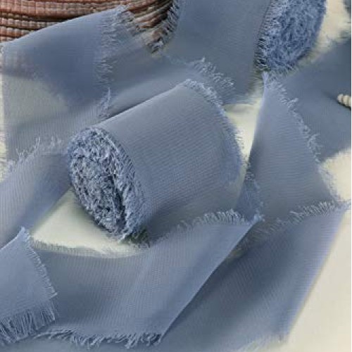 Mixsuperstore Dusty Blue Chiffon Ribbon Fringe Sample Color Swatch...
