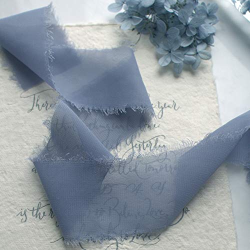 Mixsuperstore Dusty Blue Chiffon Ribbon Fringe Sample Color Swatch...