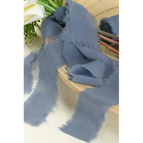 Mixsuperstore Dusty Blue Chiffon Ribbon Fringe Sample Color Swatch...