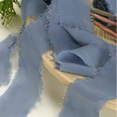 Mixsuperstore Dusty Blue Chiffon Ribbon Fringe Sample Color Swatch...