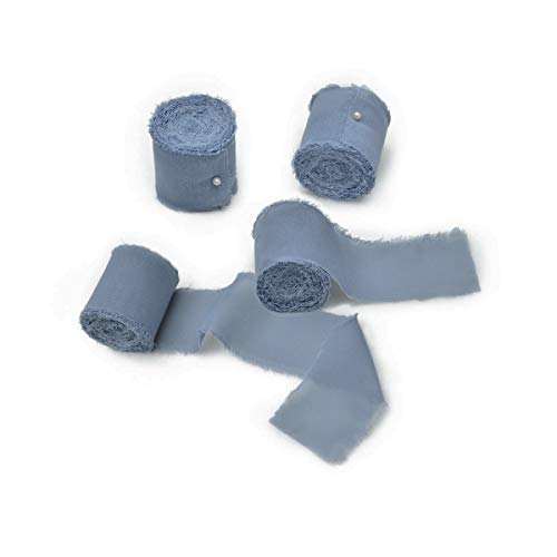 Mixsuperstore Dusty Blue Chiffon Ribbon Fringe Sample Color Swatch...