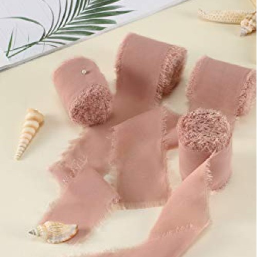 Mixsuperstore Dusty Rose Chiffon Ribbon Fringe Sample Color Swatch...