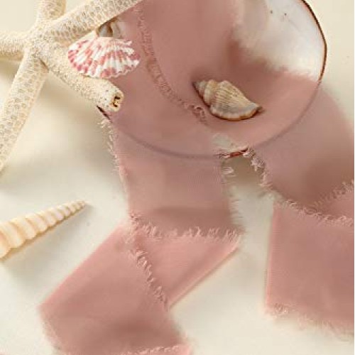 Mixsuperstore Dusty Rose Chiffon Ribbon Fringe Sample Color Swatch...