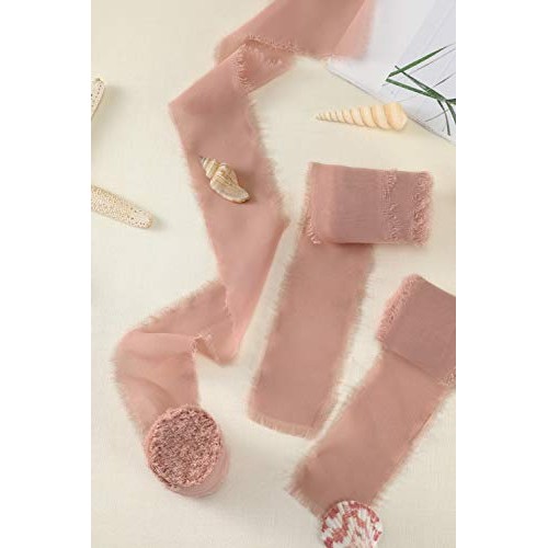 Mixsuperstore Dusty Rose Chiffon Ribbon Fringe Sample Color Swatch...