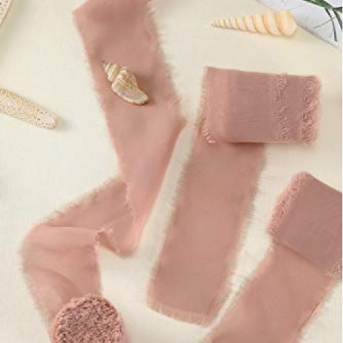 Mixsuperstore Dusty Rose Chiffon Ribbon Fringe Sample Color Swatch...