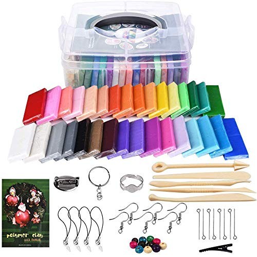 Polymer Clay Starter Kit, 32 Colors Non-Toxic Soft Oven Bake Clay ...