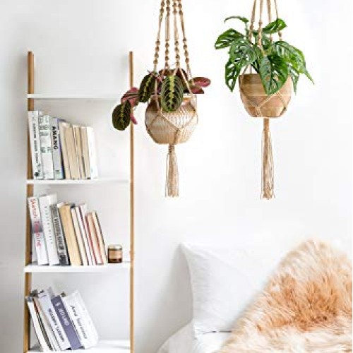 Mkono 2 Pack Macrame Plant Hangers Indoor Hanging Planter Basket D...