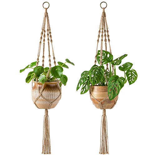 Mkono 2 Pack Macrame Plant Hangers Indoor Hanging Planter Basket D...
