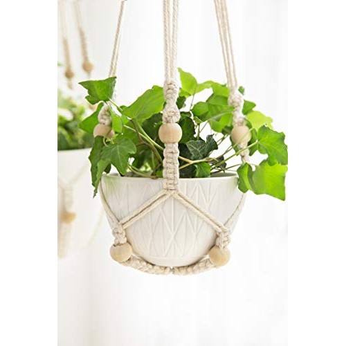 Mkono 3 Pack Macrame Plant Hangers Indoor Different Size Hanging P...