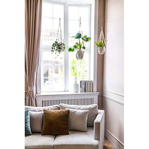 Mkono 3 Pack Macrame Plant Hangers Indoor Different Size Hanging P...