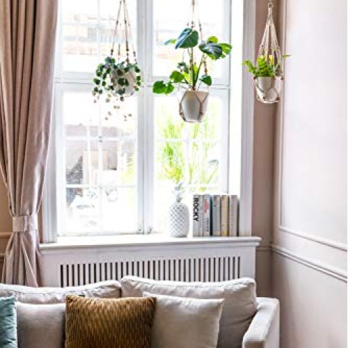 Mkono 3 Pack Macrame Plant Hangers Indoor Different Size Hanging P...
