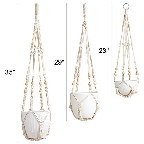 Mkono 3 Pack Macrame Plant Hangers Indoor Different Size Hanging P...